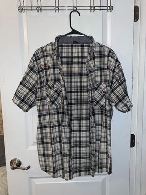 Vese Black and White Plaid Short Sleeve Button Down Shirt XL